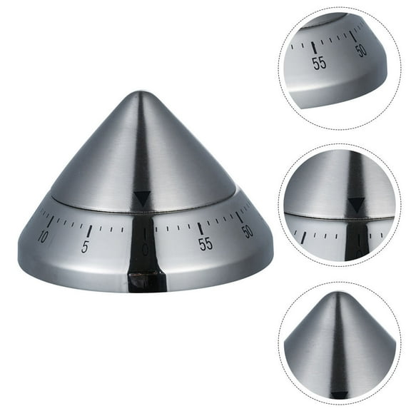 Mobutofu Stainless Steel Kitchen Timer with Pointed Mouth, Mechanical Countdown for Baking and Cooking Reminder, 1 Pc
