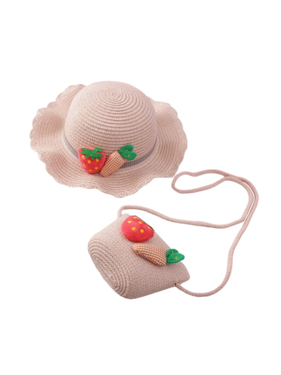 Pink Princess Cosplay Hat Sun Protection with Wide Brim and Bag