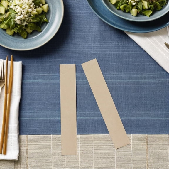 Mobutofu 100Pcs Rustic Kraft Paper Cutlery Sleeves Disposable Silverware Holders for Restaurant and Picnic Use