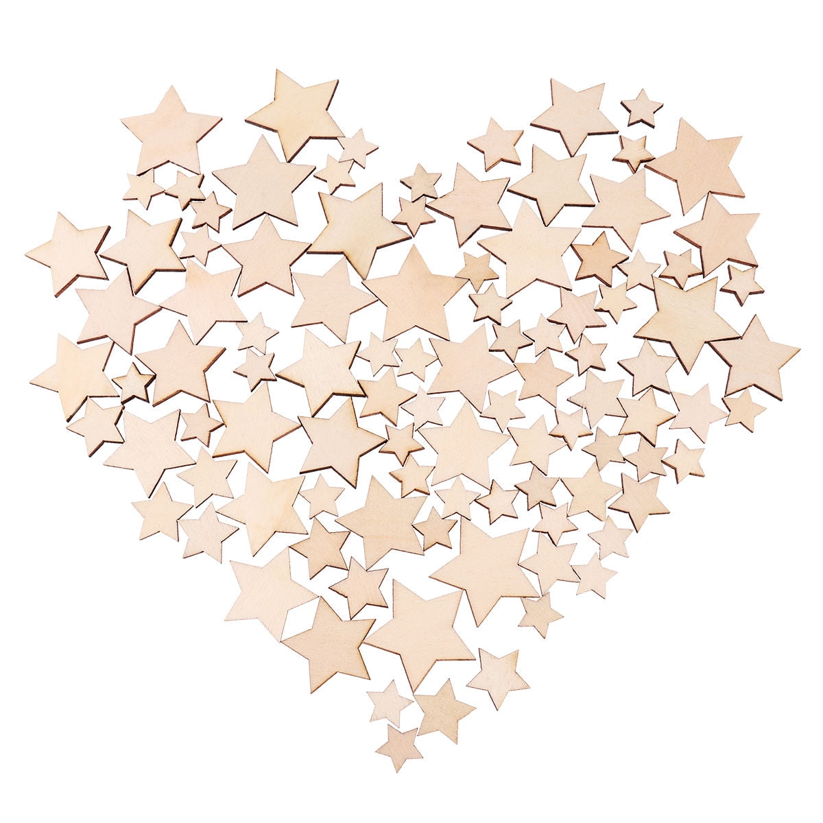 Mobutofu 100Pcs Craft Stars Wood Small Wood Stars for Crafts Wedding ...