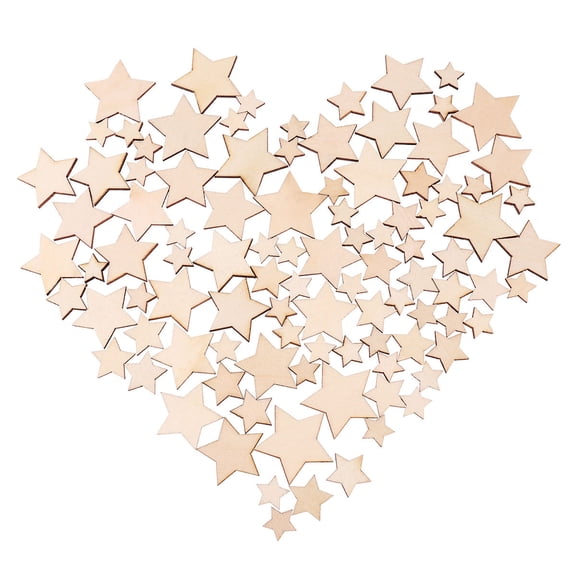 Mobutofu 100Pcs Craft Stars Wood Small Wood Stars for Crafts Wedding Party Table Decorations