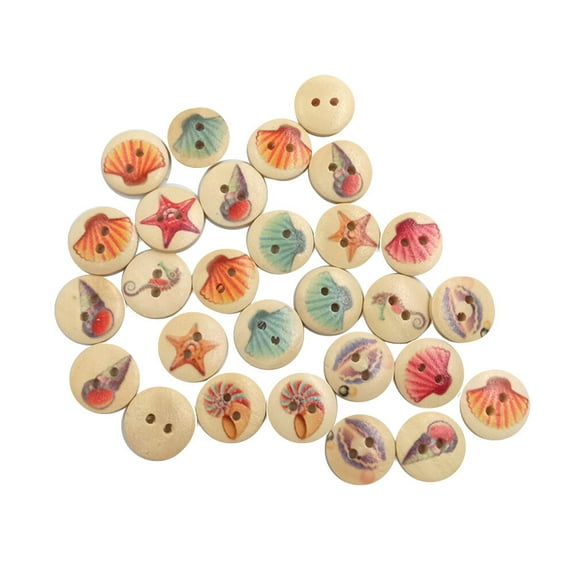 Mobutofu 100Pcs Nautical Round Craft Buttons for Diy Crafts Artists Light Yellow Colourful Wooden Durable Waterproof