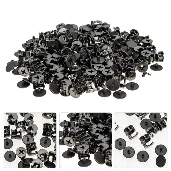 Mobutofu 100Sets Round Black Zinc Alloy Furniture Connecting for Cabinet Fastener 0.49x0.49x0.47in