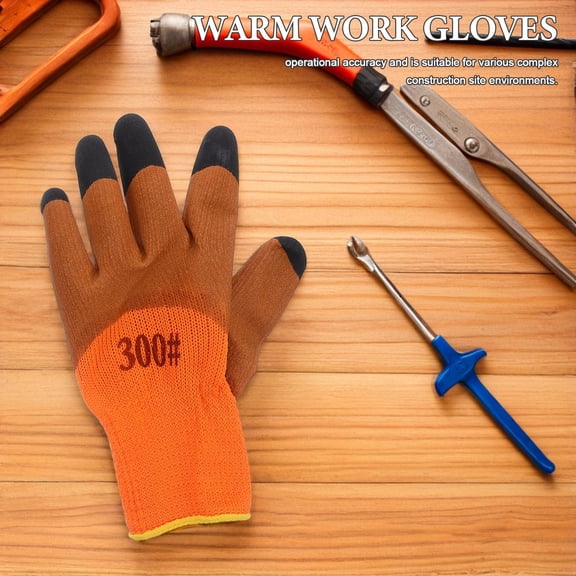 Mobutofu 10Pairs High Visibility Orange Cold Weather Work Gloves with Reinforced Textured Palm Grip for Construction