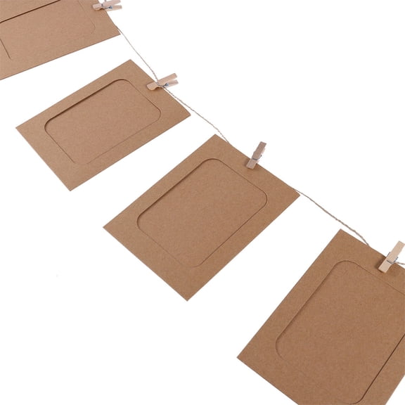 Mobutofu 10Pcs Hanging Picture Frames String Light Brown Paper For Special Occasions 15.4X11.3X0.4In