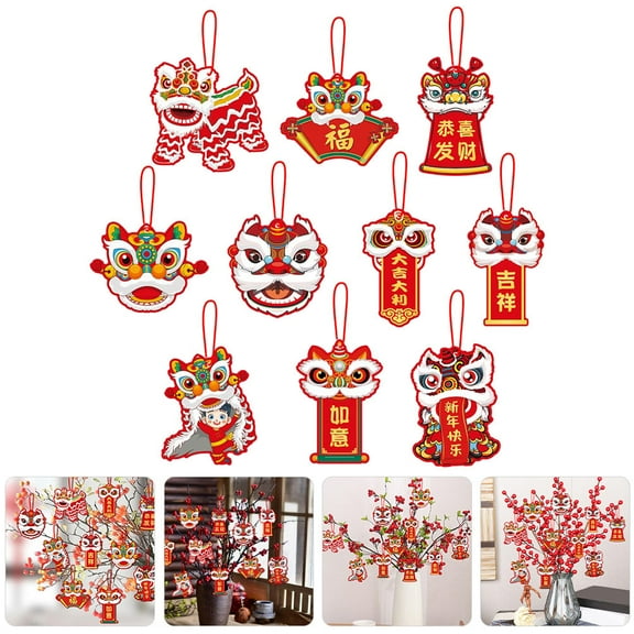 Mobutofu 10Pcs Lunar New Year Decor Red Paper Dragon Shape for Colleagues and Indoor Scenes
