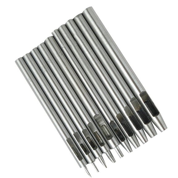 Mobutofu 10Pcs Punch Cutter Silver Stainless Steel Hole Punch for Crafting Leatherworking Tools 11x1x1in
