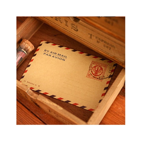 Mobutofu 10Pcs Retro Kraft Paper Envelopes Assorted Color Storage Envelopes with Vintage Tower and Airplane Patterns