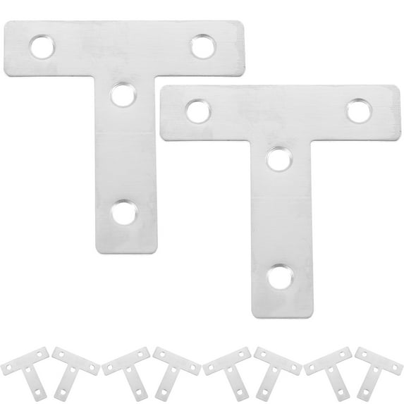 Mobutofu 10Pcs Stainless Steel Corner Bracket Support T-Shape Fixed Plate Connector for Construction Work