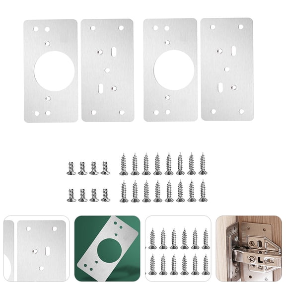 Mobutofu 10Pcs Stainless Steel Hinge Repair Bracket for DIY Shelf and Wardrobe Fixing Corrosion Resistance 9x4.7cm