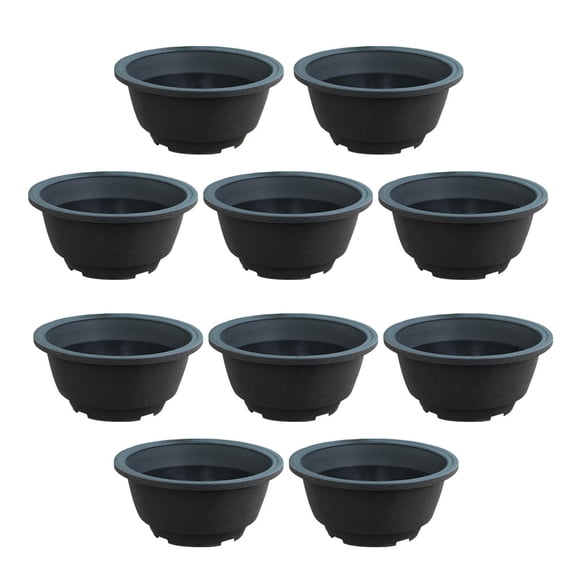Mobutofu Set of 10 Black Round Planter Pots for Windowsill, ABS Plastic Material