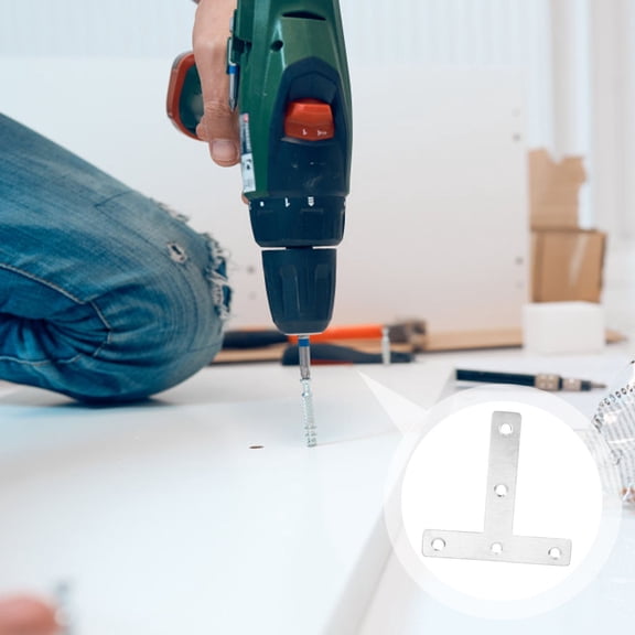 Mobutofu 10Pcs T-Shape Mending Plate Adjustable Corner Brace Silver 3.15X3.15In