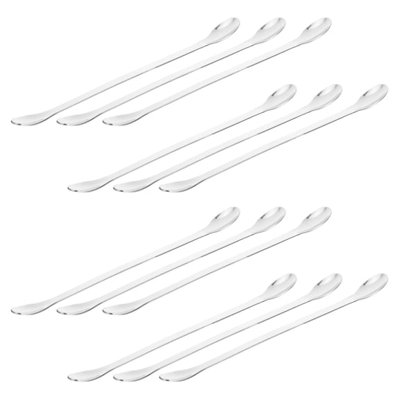 Mobutofu 12Pcs Stainless Steel Double End Lab Spoon Ergonomic Sampling Tool for Laboratory Tasks