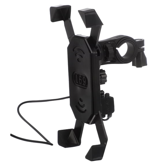 Mobutofu Motorcycle Phone Charging Holder, Black, Plastic and Rubber, Adjustable Angle, Secure Installation