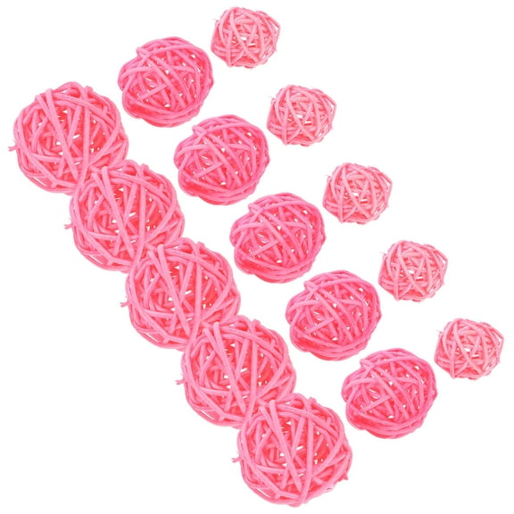 Mobutofu 15Pcs Pink Rattan Balls Decorative for Bridal Shower Wedding Table Ornament 3cm 4cm 5cm
