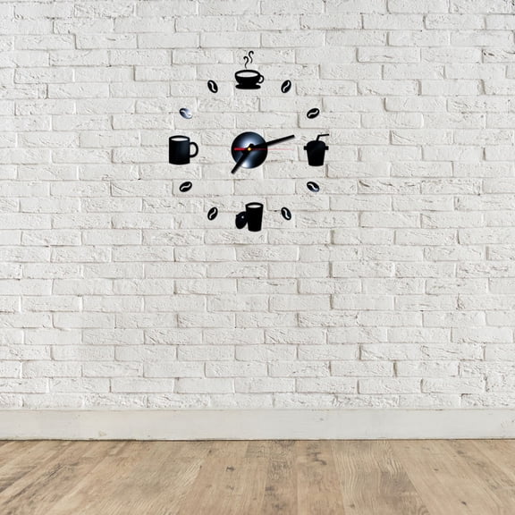 Mobutofu Coffee Cup Wall Clock Black 1Pcs