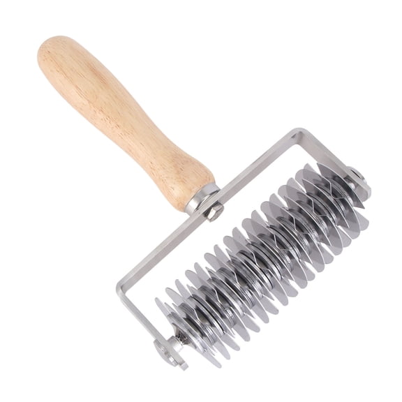 Mobutofu 1Pack Baking Tools Pizza Lattice Tool Stainless Steel Wood Round Cutting Wheel Home Cooks