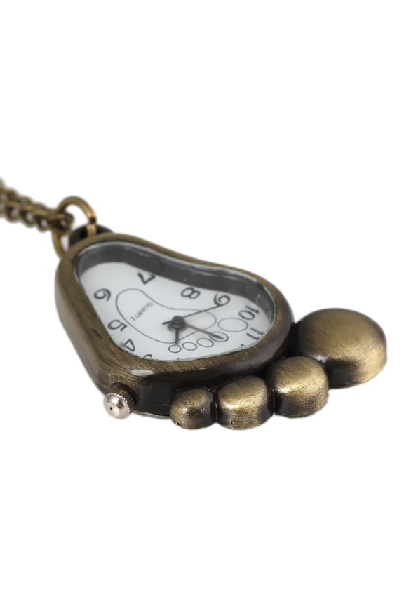 1Pack Footprint Necklace Watch Golden Alloy Time Telling For Women Men Daily Use