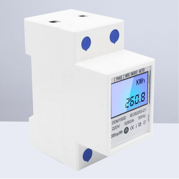 Mobutofu 1Pack Rectangular DDM15SD Energy Meter for Single-phase with Power Monitoring