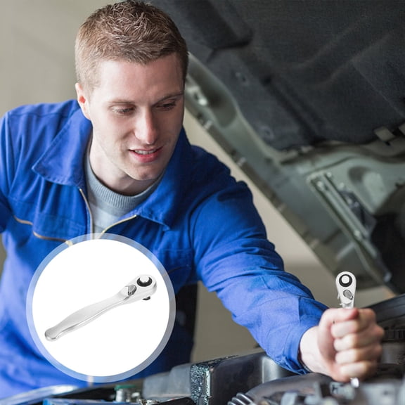 Mobutofu 1Pack Silver Steel Ratchet Spanner Socket Removal Wrench for Universal Repairing Jobs