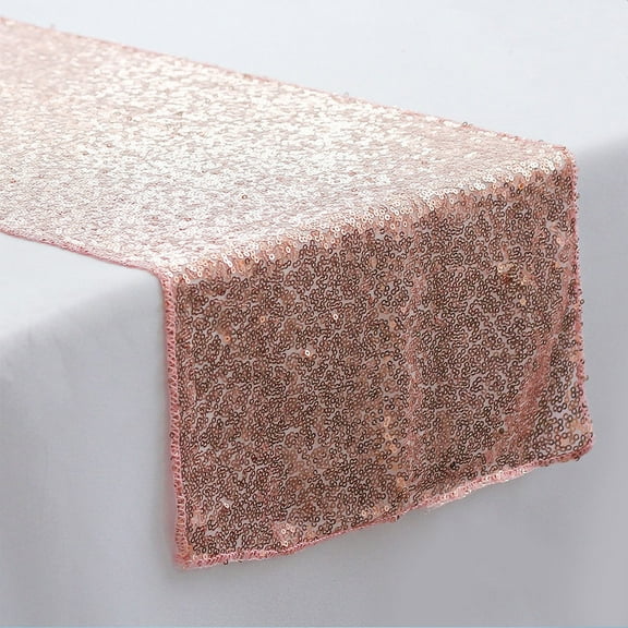 Mobutofu 1Pack Table Runner Gold Rose Gold Paillette Cloth for Table Decor and Hotel Decoration