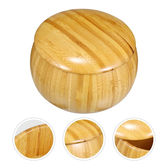 Mobutofu Wood Yarn Bowl for Crocheters, 1 Pack, Khaki and Natural Wood Colors, 5.5 x 5.5 x 3.54 Inches