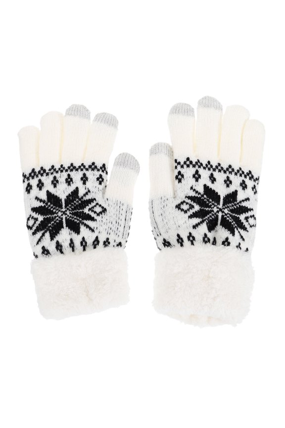 1 Pair Beige Knitted Warm Gloves, One Size Fits All, Touchscreen Compatible, Outdoor Winter Gloves