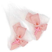 Mobutofu 1Pair Cat Hair Clips White Plush Fabric with Bowknot for Stylish Costume Looks