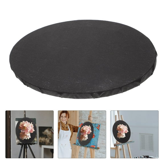 Mobutofu 1Pc Black Cotton Canvas Panel Round Shape for DIY Painting and Oil Painting Support 1.5x7.9x7.9in