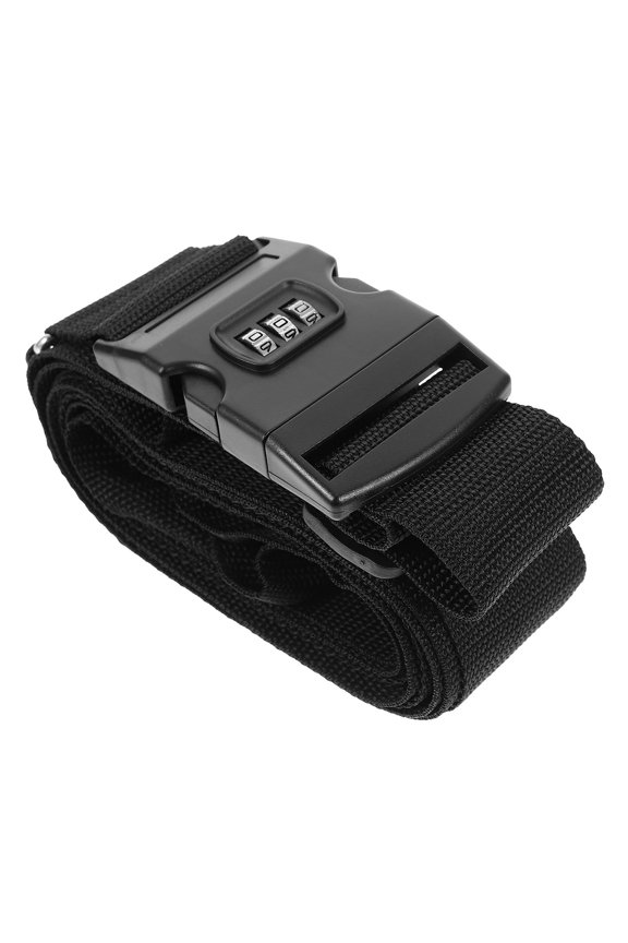 1Pc Black Suitcase Binding Strap Password Belt for Secure Cargo and Luggage Use