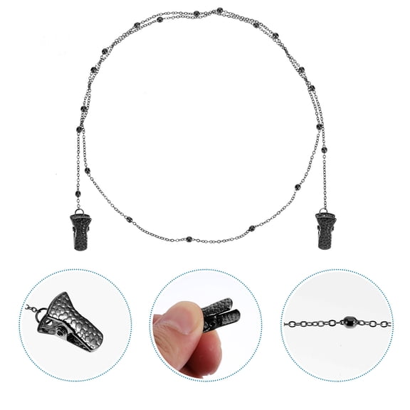 Mobutofu 1Pc Durable Black Metal Mask Hanging Chain with Clips for Everyday Use