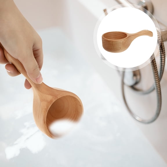 Mobutofu 1Pc Multi-Purpose Wooden Scoop, Natural Wood Handle Bath Ladle, Kitchen Cooking Spoon, Sauna Water Dipper for Home