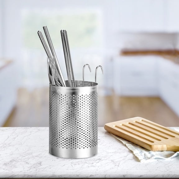 Mobutofu 1Pc Kitchen Storage Rack Stainless Steel Spoon Holder with Water Draining Feature