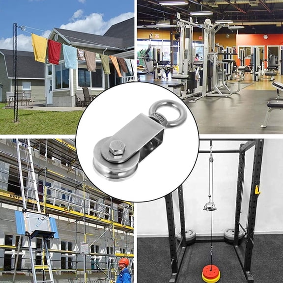 Mobutofu 1Pc Durable Cable Pulley Plated Silver 360 Degree Rotating Steel Ring for Ladder Lift and Gym