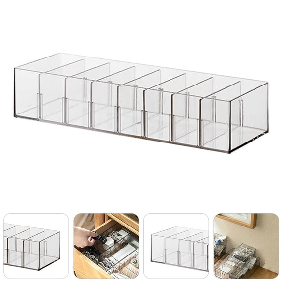 Mobutofu Multi-Grid Rectangular Cord Organizer Bin, 1 Piece Storage Container, 10.22 x 3.54 x 2.16 Inches