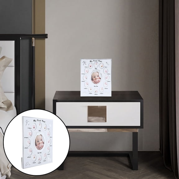 Mobutofu Growth Record Photo Frame White Unique Display for Newborns 1Pc