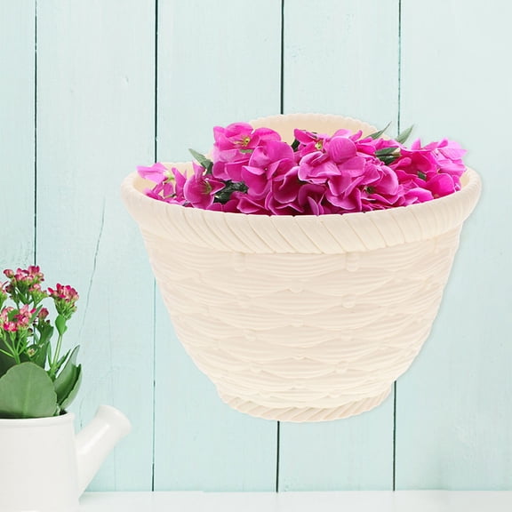Mobutofu 1 Set White Plastic Wall-Mounted Balcony Planting Pot, Flower Planter 11.8x7.7x6.7in for Outdoor Indoor Gardening