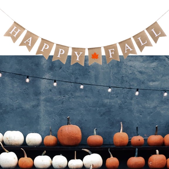 Mobutofu 1Set Beige Linen Burlap Swallowtail Banner Fall Banner Decor