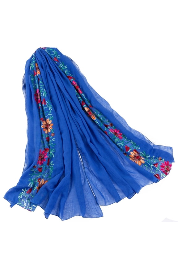 1Set Classic Floral Scarf For Women Multi Function Lightweight Shawl In 70x35in Linen Material