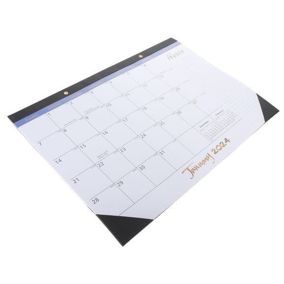 Mobutofu 1 Set English Wall Calendar for Living Room, Golden Rectangular Design, 17.3 x 13.8 x 0.3 Inches, Home Office Decor