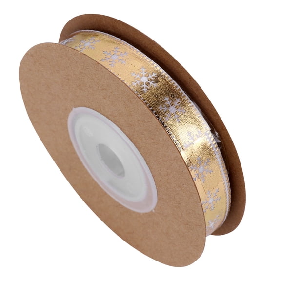 Mobutofu Golden Snowflake Pattern Ribbon for Crafting Wedding and Party Decorations