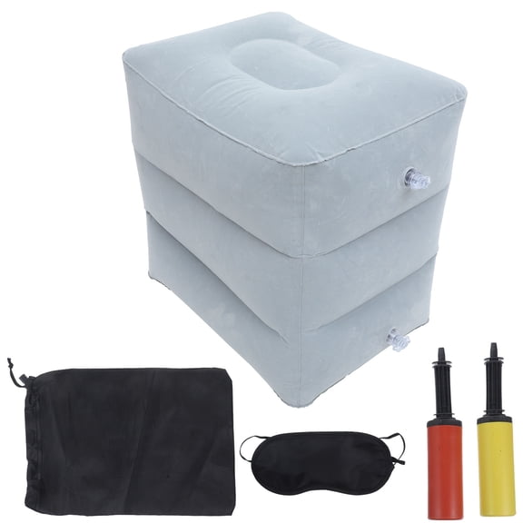 Mobutofu Inflatable Foot Rest Pillow for Airplane Travel, 1 Set, Light Grey, Leg Circulation and Comfort