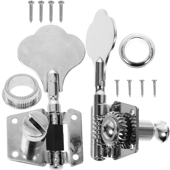 Mobutofu 1Set Plated Silver Bass Machine Head Tuners with Screws for Accurate String Pitch