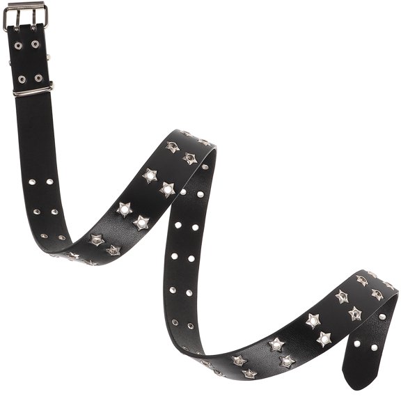 Mobutofu 1Set Punk Belt For Men Black Imitation Leather Wide Adjustable Length Fashionable For Music Festival Club