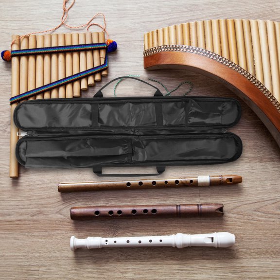 Mobutofu Durable Waterproof Flute Storage Organizer Bag with Lightweight Oxford Fabric in Black