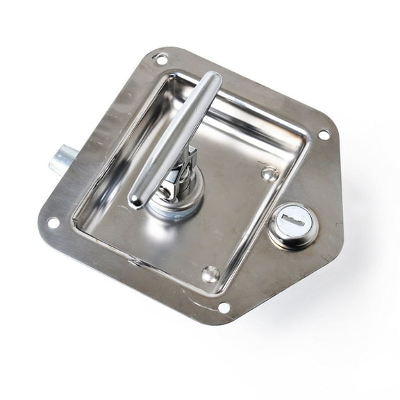 Mobutofu 1Set Silver T-Shape Stainless Steel Toolbox Lock for Truck Toolboxes Outdoor Use