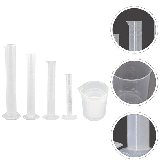 Mobutofu 1Set Transparent Plastic Embossed Measuring Cup for Home Science Experiments Laboratory Graduated Cylinder