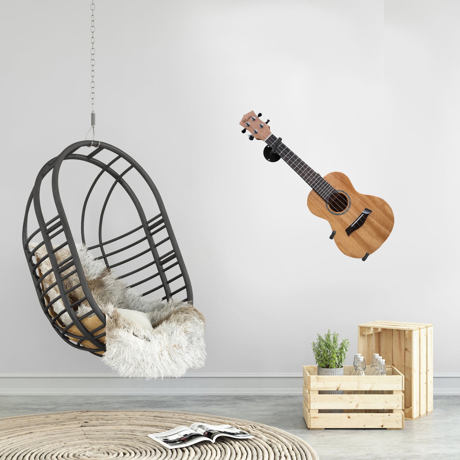 Mobutofu Wall Guitar Hanger Metal Ukulele Holder for Musicians, Display Stand 8.3x6.3in, and Secure