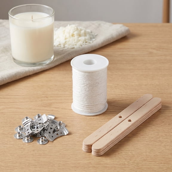 Mobutofu 1Set Wick Centering Tool with Natural Cotton Wick, Stainless Steel Holder, Easy Setup for DIY Crafts