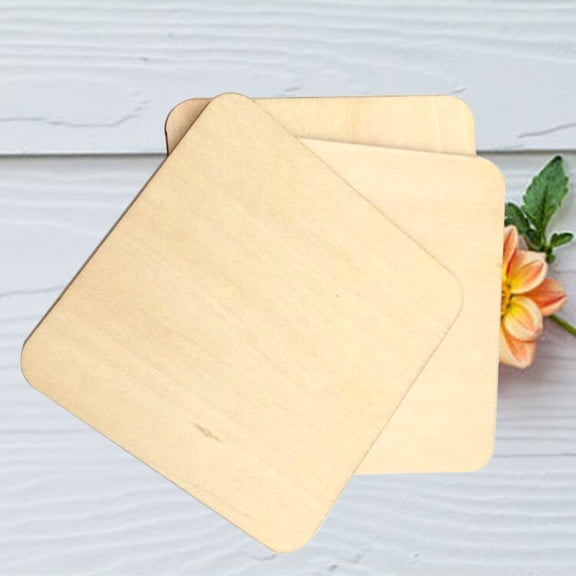 Mobutofu Set of 2 Brown Wooden Cup 5x5x3 in Table Protectors for Drinkware